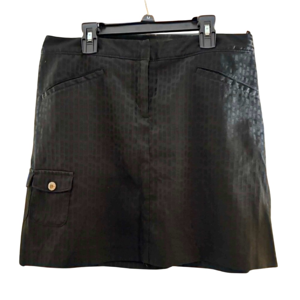 IZOD XFG Golf Skirt Womens 6 Black Stretch Cargo Pocket Jacquard Preppy Sport